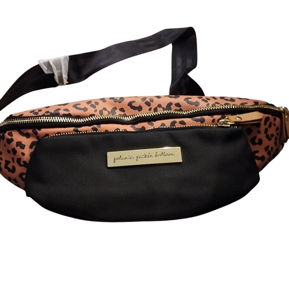 Petunia Pickle Bottom All Around Belt Bag Leopard Black Leatherette New
